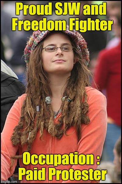 It's still about the "Benjamin's" | Proud SJW and Freedom Fighter; Occupation : Paid Protester | image tagged in memes,college liberal,hypocrisy,bernie sanders,employees | made w/ Imgflip meme maker