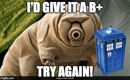 I'D GIVE IT A B+; TRY AGAIN! | image tagged in tardis lords | made w/ Imgflip meme maker