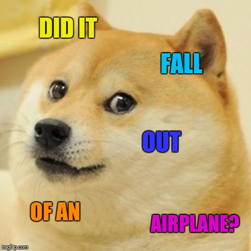 Doge Meme | DID IT FALL OUT OF AN AIRPLANE? | image tagged in memes,doge | made w/ Imgflip meme maker