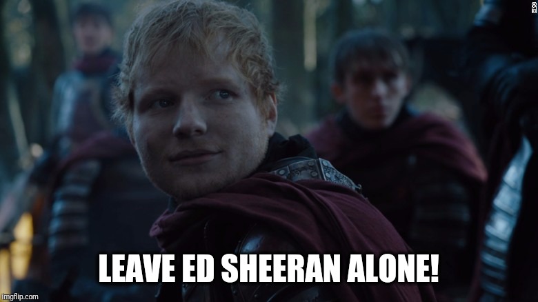 Ed Sheeran Game of Thrones | LEAVE ED SHEERAN ALONE! | image tagged in ed sheeran game of thrones | made w/ Imgflip meme maker