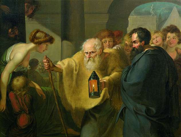 Diogenes Searching for an Honest Man Blank Meme Template