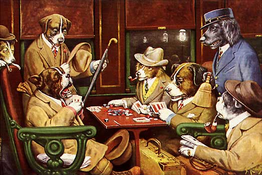 Dogs Playing Poker 1903 Blank Meme Template