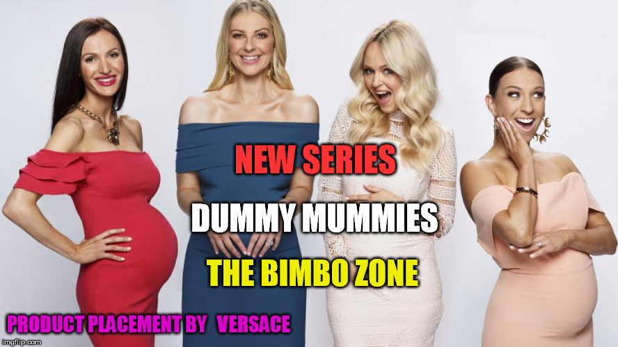 Dummy Mummies | NEW SERIES; DUMMY MUMMIES; THE BIMBO ZONE; PRODUCT PLACEMENT BY   VERSACE | image tagged in dummy mummies | made w/ Imgflip meme maker