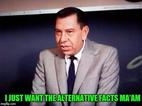 Sgt. Joe Friday-DRAGNET | I JUST WANT THE ALTERNATIVE FACTS MA'AM | image tagged in sgt joe friday-dragnet | made w/ Imgflip meme maker