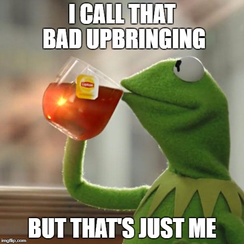 But That's None Of My Business | I CALL THAT BAD UPBRINGING; BUT THAT'S JUST ME | image tagged in memes,but thats none of my business,kermit the frog | made w/ Imgflip meme maker