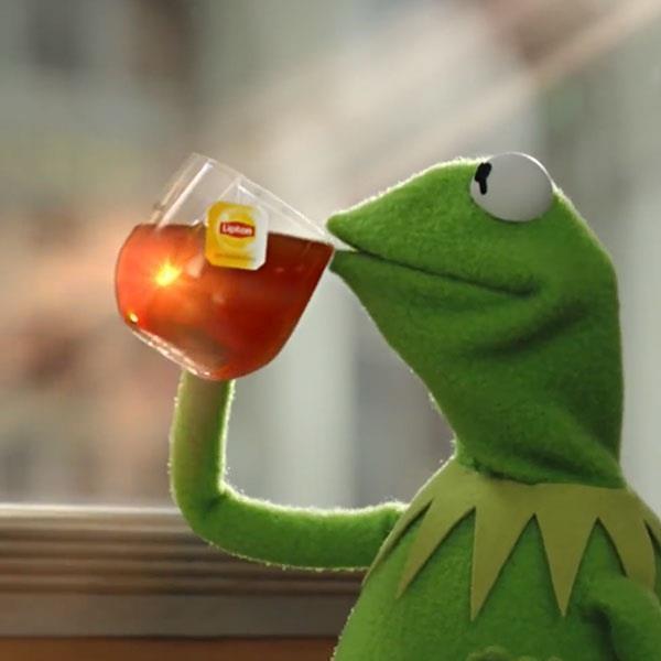 High Quality Kermit Drinking Tea Blank Meme Template