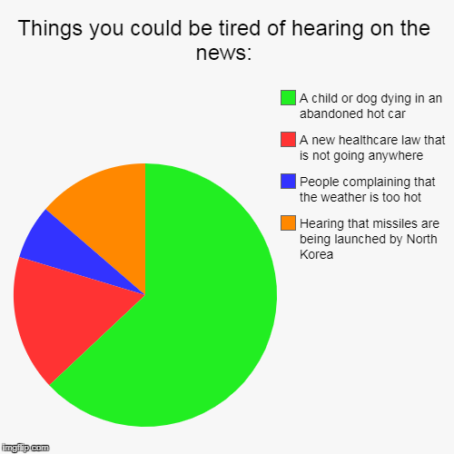 This has to be true because you just can't sit and listen to the news right anymore. | image tagged in funny,pie charts | made w/ Imgflip chart maker