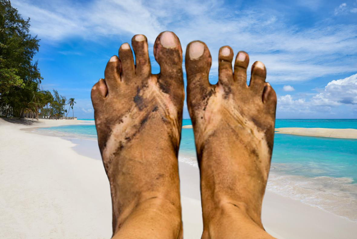 feet on the beach Blank Meme Template