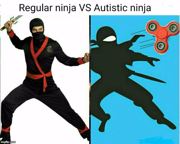 Regular Ninja VS Autistic Ninja | image tagged in fidget spinner,ninjas | made w/ Imgflip meme maker