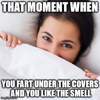 THAT MOMENT WHEN; YOU FART UNDER THE COVERS AND YOU LIKE THE SMELL | image tagged in hiding | made w/ Imgflip meme maker