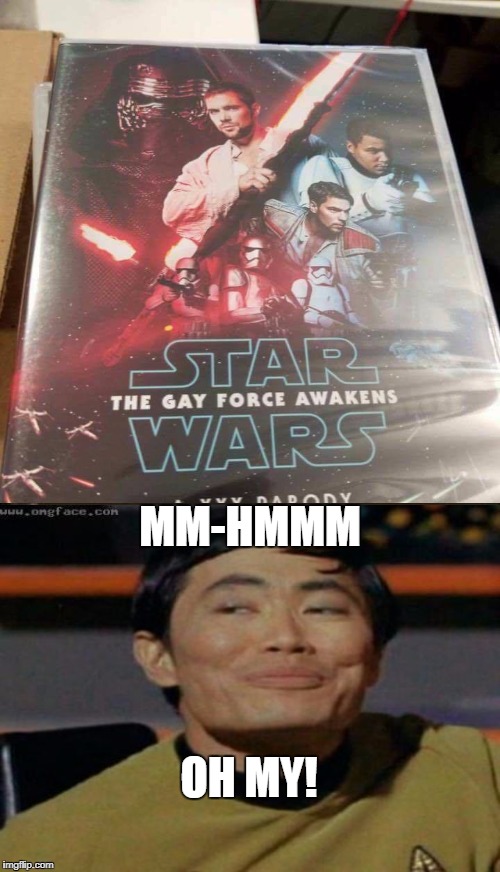 This isn't a joke, but it would make a great troll gift for Christmas or a birthday! | MM-HMMM; OH MY! | image tagged in star wars the force awakens,gay,sulu,troll,nsfw | made w/ Imgflip meme maker