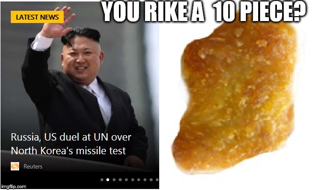 YOU RIKE A  10 PIECE? | image tagged in 10 piece nugg,kim dung  un | made w/ Imgflip meme maker