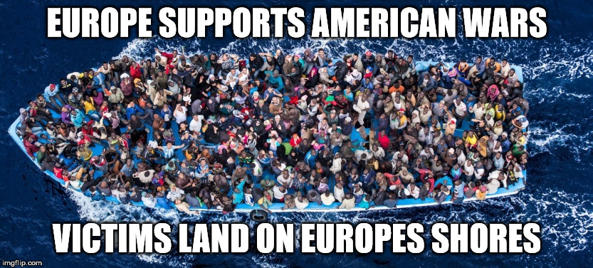 EUROPE SUPPORTS AMERICAN WARS; VICTIMS LAND ON EUROPES SHORES | image tagged in nato follows us wars | made w/ Imgflip meme maker