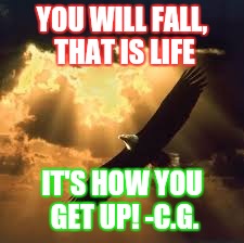 soaring eagle | YOU WILL FALL, THAT IS LIFE; IT'S HOW YOU GET UP! -C.G. | image tagged in soaring eagle | made w/ Imgflip meme maker