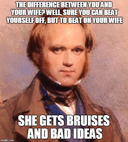 Stolen jokes-ehm, memes week.. | THE DIFFERENCE BETWEEN YOU AND YOUR WIFE? WELL, SURE YOU CAN BEAT YOURSELF OFF, BUT TO BEAT ON YOUR WIFE; SHE GETS BRUISES AND BAD IDEAS | image tagged in dar win,memes,stolen memes,jokes,funny,life | made w/ Imgflip meme maker