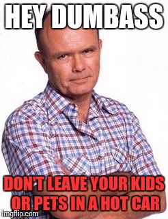 Dumbass | HEY DUMBASS; DON'T LEAVE YOUR KIDS OR PETS IN A HOT CAR | image tagged in red forman,dumbass,hot,kids,pets,summer | made w/ Imgflip meme maker