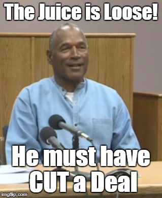 The Juice is Loose! He must have CUT a Deal | image tagged in juiceisloose | made w/ Imgflip meme maker