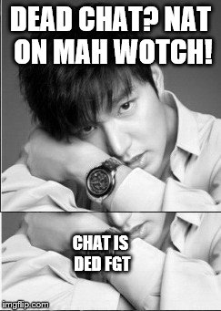 Nat On Mah Wotch | DEAD CHAT? NAT ON MAH WOTCH! CHAT IS DED FGT | image tagged in nat on mah wotch | made w/ Imgflip meme maker