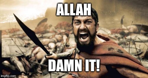 Sparta Leonidas Meme | ALLAH DAMN IT! | image tagged in memes,sparta leonidas | made w/ Imgflip meme maker