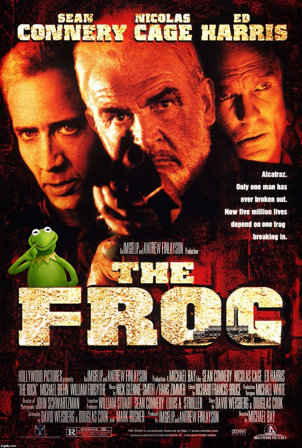 THE FROG | image tagged in kermit vs connery,alcatraz | made w/ Imgflip meme maker