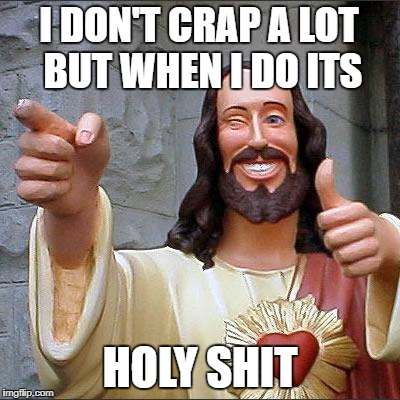 Buddy Christ Meme | I DON'T CRAP A LOT BUT WHEN I DO ITS; HOLY SHIT | image tagged in memes,buddy christ | made w/ Imgflip meme maker