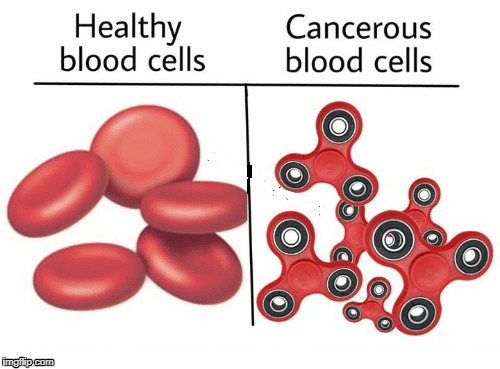 Cancerous Blood Cells | image tagged in cancer,blood,fidget spinner | made w/ Imgflip meme maker