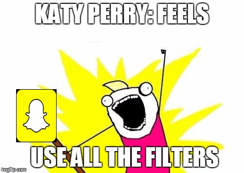 X All The Y Meme | KATY PERRY: FEELS; USE ALL THE FILTERS | image tagged in memes,x all the y | made w/ Imgflip meme maker