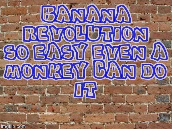 Banana Revolution | image tagged in monkey,banana | made w/ Imgflip meme maker