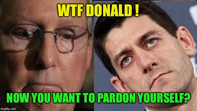 Wtf Donald! | WTF DONALD ! NOW YOU WANT TO PARDON YOURSELF? | image tagged in memes,funny | made w/ Imgflip meme maker