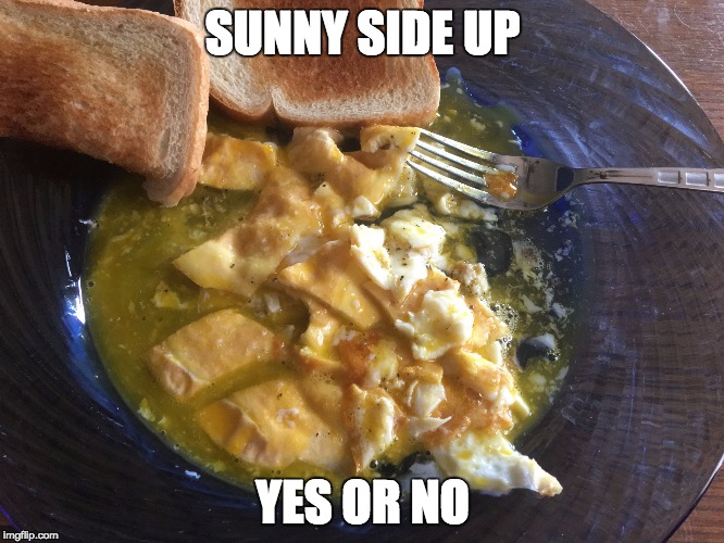 SUNNY SIDE UP; YES OR NO | image tagged in sunny side up,breakfast,eggs,toast,delicious,egg yoke | made w/ Imgflip meme maker