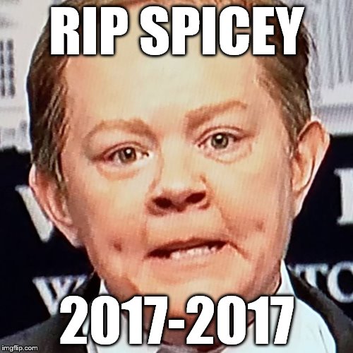 Buh Bye Spicey | RIP SPICEY; 2017-2017 | image tagged in sean spicer,sean spicer memes | made w/ Imgflip meme maker