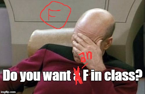 Captain Picard Facepalm Meme | Do you want a F in class? | image tagged in memes,captain picard facepalm | made w/ Imgflip meme maker
