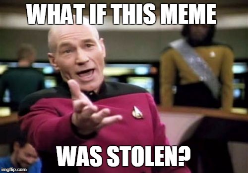 Picard Wtf Meme | WHAT IF THIS MEME WAS STOLEN? | image tagged in memes,picard wtf | made w/ Imgflip meme maker