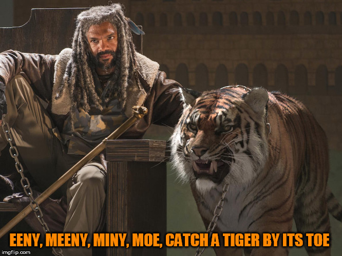 EENY, MEENY, MINY, MOE, CATCH A TIGER BY ITS TOE | made w/ Imgflip meme maker