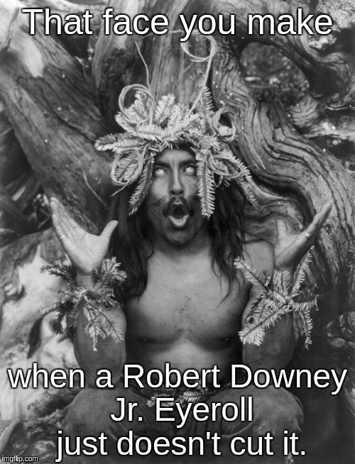Hamatsu Shaman Robert Downey Jr. Eyeroll on steroids | That face you make; when a Robert Downey Jr. Eyeroll just doesn't cut it. | image tagged in hamatsu shaman robert downey jr eyeroll on steroids | made w/ Imgflip meme maker