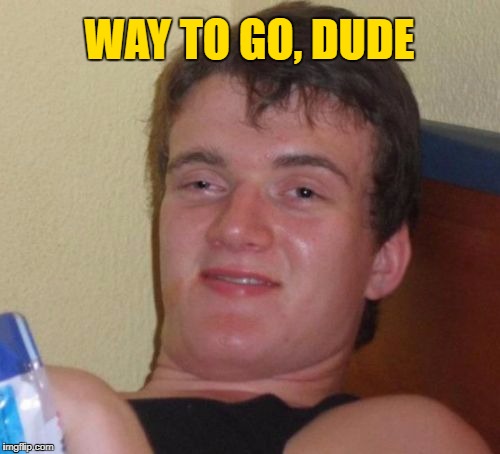 10 Guy Meme | WAY TO GO, DUDE | image tagged in memes,10 guy | made w/ Imgflip meme maker