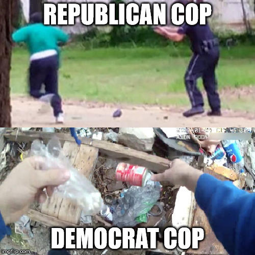 both are criminals... | REPUBLICAN COP; DEMOCRAT COP | image tagged in republican cop,democrat cop,nsfw,criminals,scammers,political meme | made w/ Imgflip meme maker