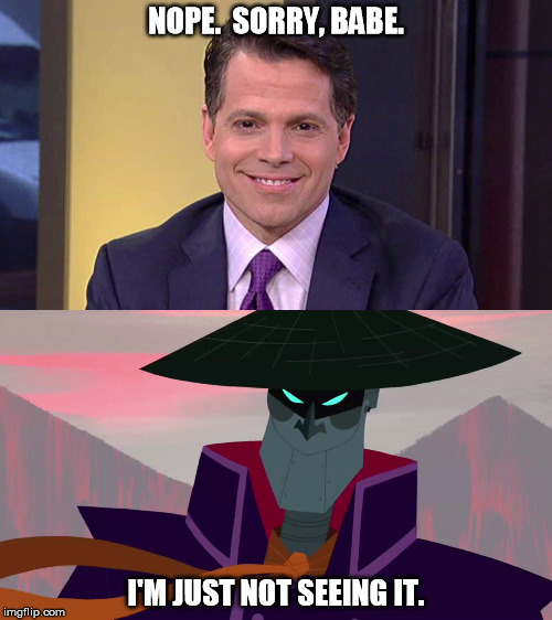 Scarawho? | NOPE.  SORRY, BABE. I'M JUST NOT SEEING IT. | image tagged in samurai jack,scaramouche | made w/ Imgflip meme maker