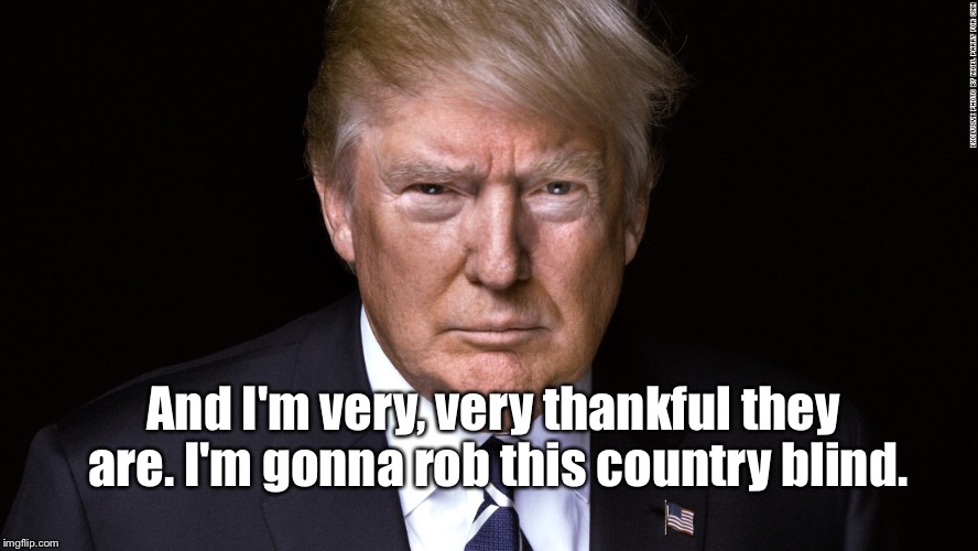 And I'm very, very thankful they are. I'm gonna rob this country blind. | made w/ Imgflip meme maker