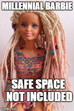 Milennial Ken has an optional man bun. Sold separately.  | MILLENNIAL BARBIE; SAFE SPACE NOT INCLUDED | image tagged in millennial,barbie | made w/ Imgflip meme maker