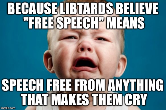 Shickadunce | BECAUSE LIBTARDS BELIEVE "FREE SPEECH" MEANS SPEECH FREE FROM ANYTHING THAT MAKES THEM CRY | image tagged in shickadunce | made w/ Imgflip meme maker