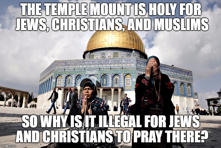THE TEMPLE MOUNT IS HOLY FOR JEWS, CHRISTIANS, AND MUSLIMS; SO WHY IS IT ILLEGAL FOR JEWS AND CHRISTIANS TO PRAY THERE? | image tagged in temple_mount jerusalem | made w/ Imgflip meme maker