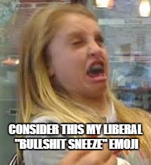 sneezeFace | CONSIDER THIS MY LIBERAL "BULLSHIT SNEEZE" EMOJI | image tagged in sneezeface | made w/ Imgflip meme maker