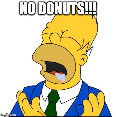 NO DONUTS!!!!!!!!! | NO DONUTS!!! | image tagged in sad,funny,homer,donuts,none | made w/ Imgflip meme maker