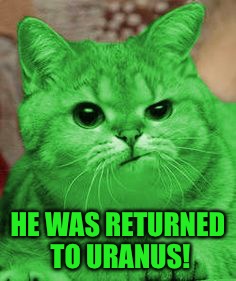 RayCat Annoyed | HE WAS RETURNED TO URANUS! | image tagged in raycat annoyed | made w/ Imgflip meme maker