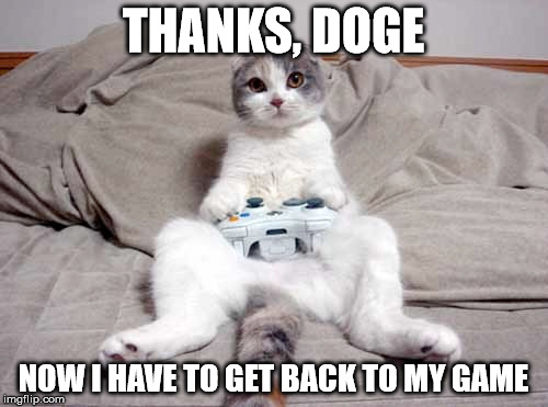 THANKS, DOGE NOW I HAVE TO GET BACK TO MY GAME | made w/ Imgflip meme maker