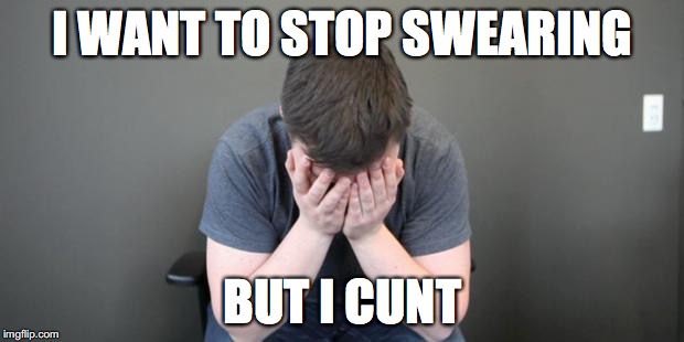 Head in Hands | I WANT TO STOP SWEARING; BUT I CUNT | image tagged in head in hands | made w/ Imgflip meme maker