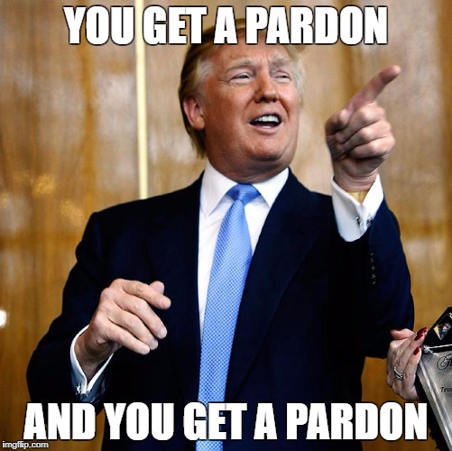 Donald Trump | YOU GET A PARDON; AND YOU GET A PARDON | image tagged in donald trump | made w/ Imgflip meme maker