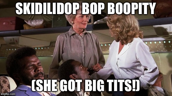 Airplane Jive | SKIDILIDOP BOP BOOPITY; (SHE GOT BIG TITS!) | image tagged in airplane jive | made w/ Imgflip meme maker