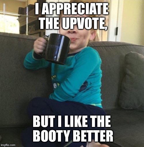Mixed cup | I APPRECIATE THE UPVOTE, BUT I LIKE THE BOOTY BETTER | image tagged in mixed cup | made w/ Imgflip meme maker